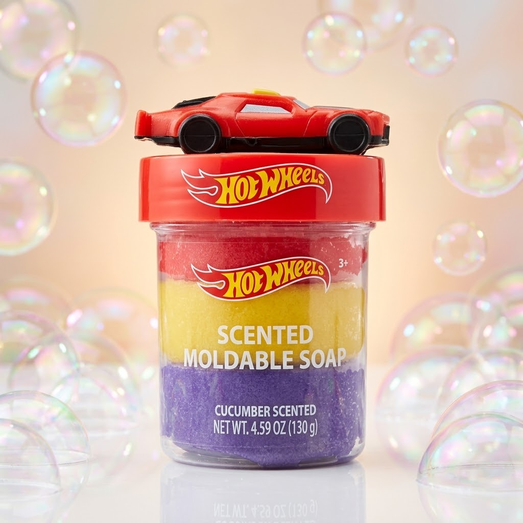Hot Wheels Scented Moldable Soap for Kids – Fun Bath Time Play Dough Soap, Cucumber Scented (4.59 oz / 130g)