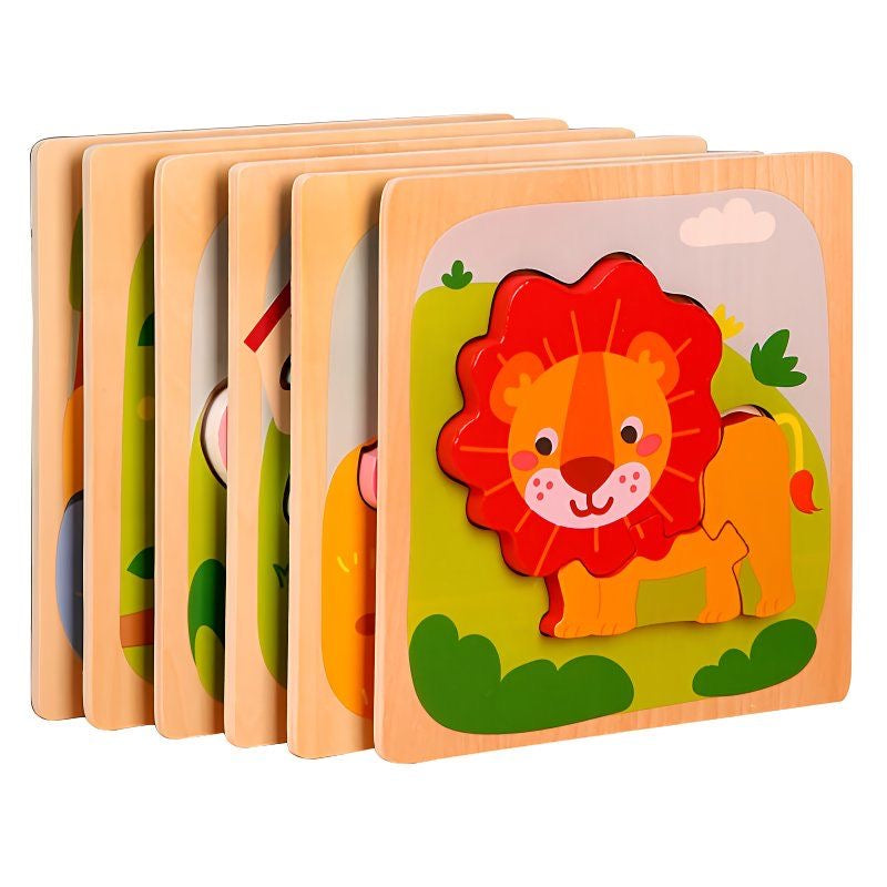 Wooden Cartoon 3D Puzzle Animal Matching Board Blocks