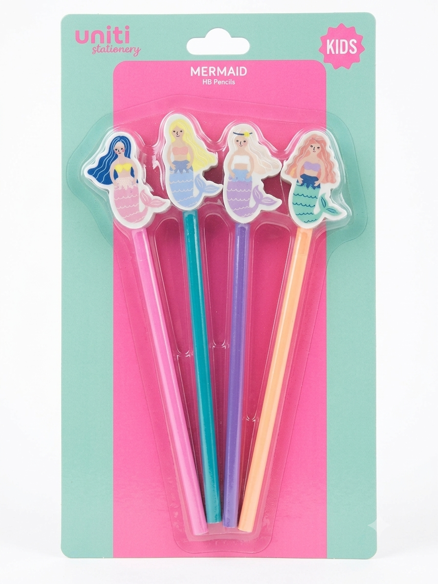 Uniti Kids Mermaid HB Pencils (4 Pack)