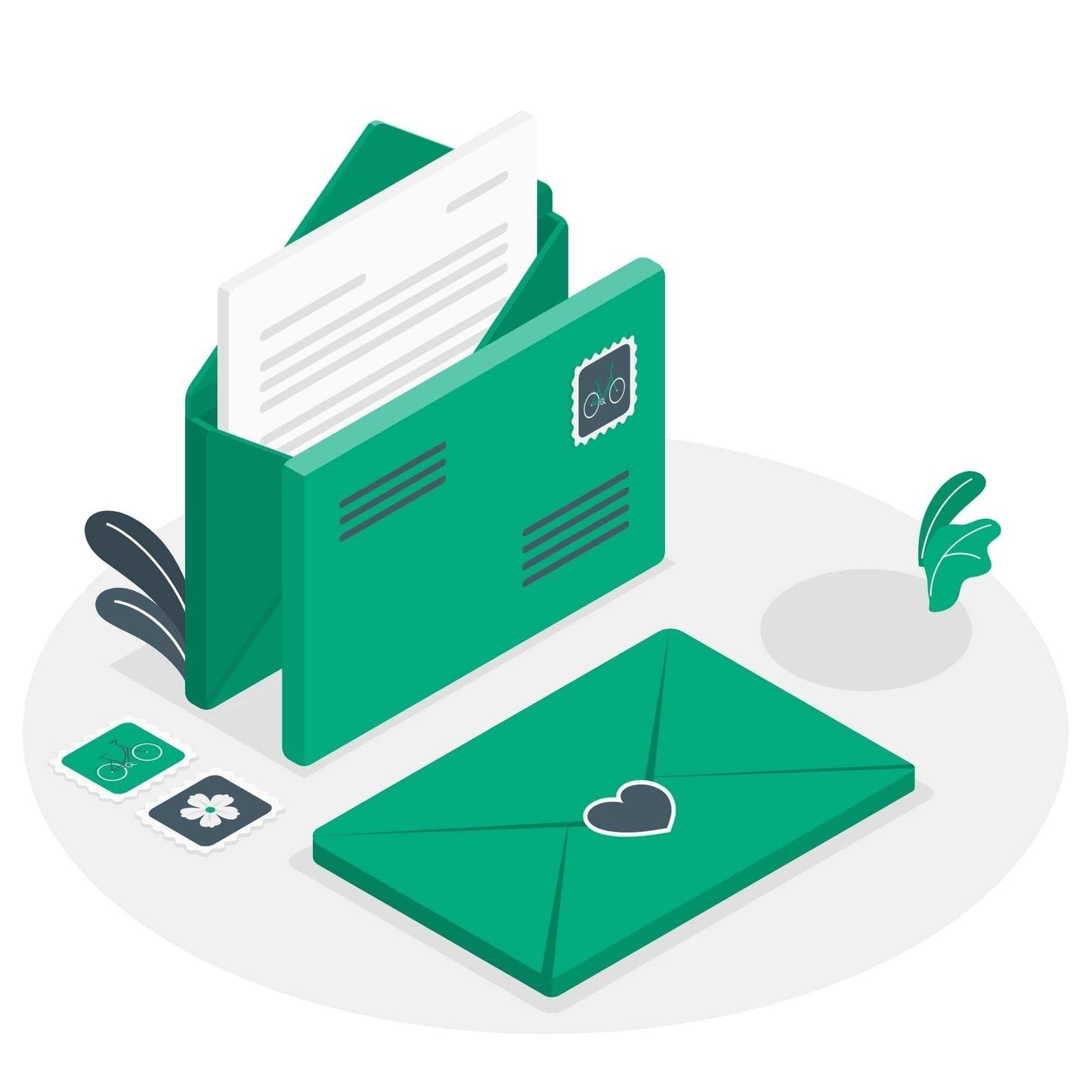 Green envelope with a white card for writing a message to go with the gift.