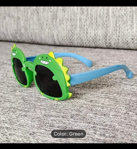 Dinosaur Fashion Glasses with Cute Dino Eyes & Teeth - Green & Black Frame