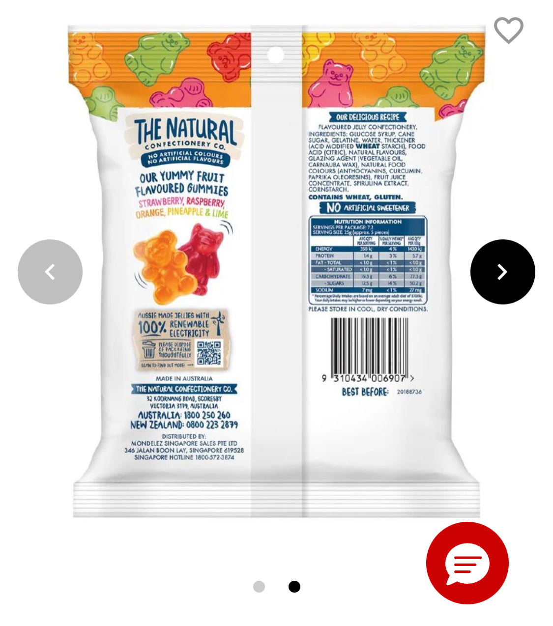 The Natural Confectionery Co. Gummy Bears 180g