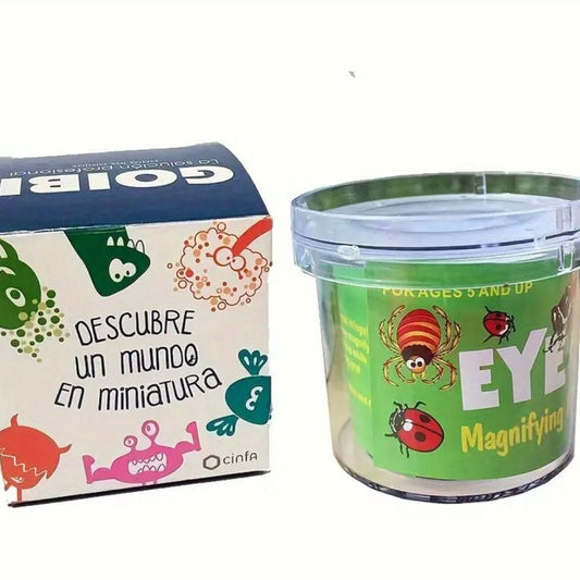 Insect feeding container with magnifying glass