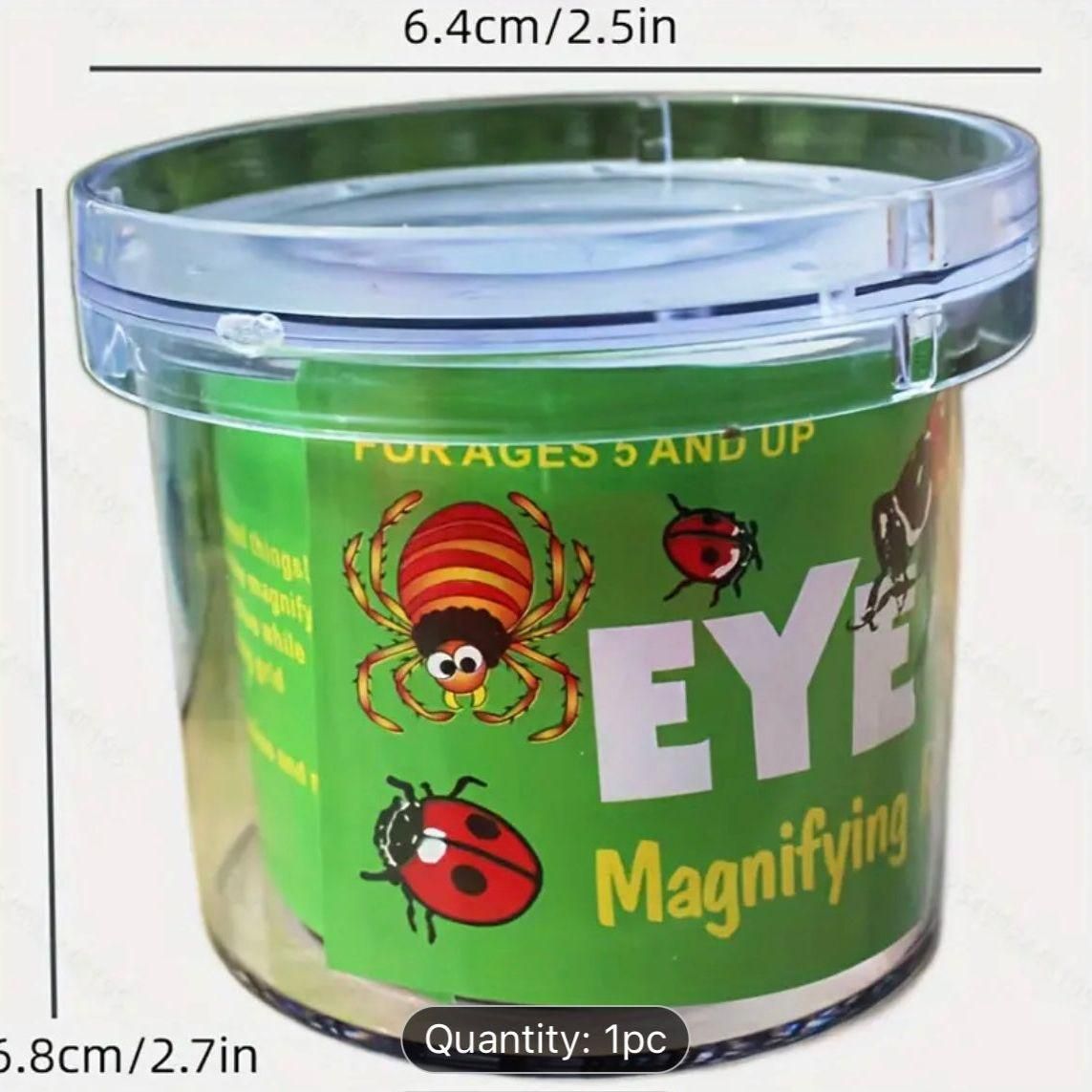 Insect feeding container with magnifying glass