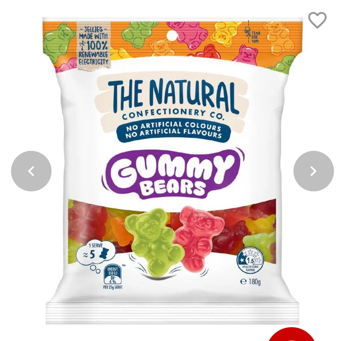 The Natural Confectionery Co. Gummy Bears 180g
