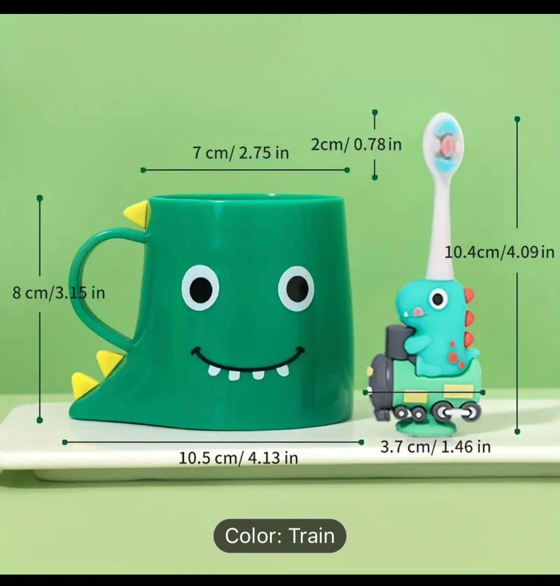 Toothbrush Set with Train & Dinosaur Design