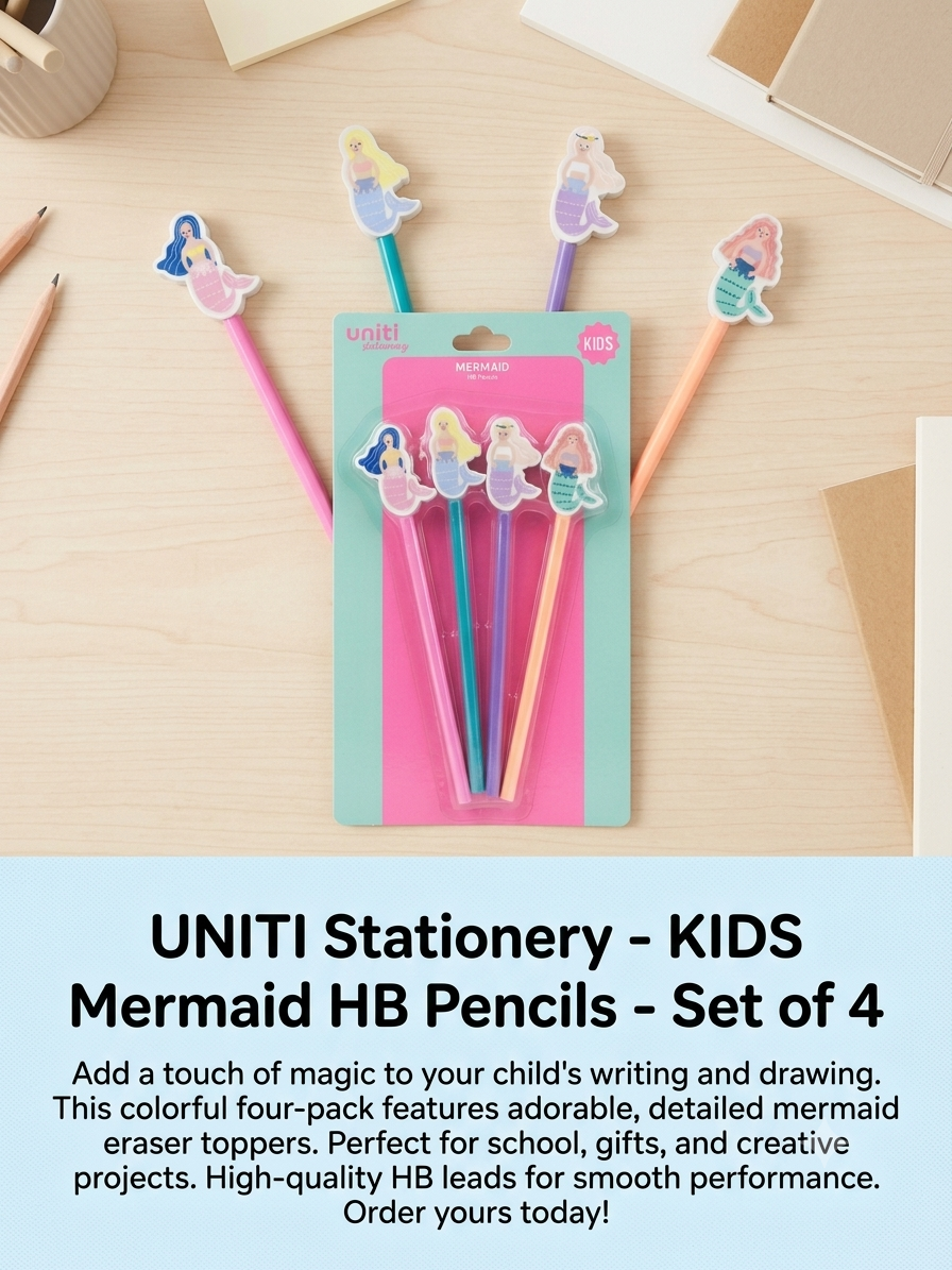 Uniti Kids Mermaid HB Pencils (4 Pack)