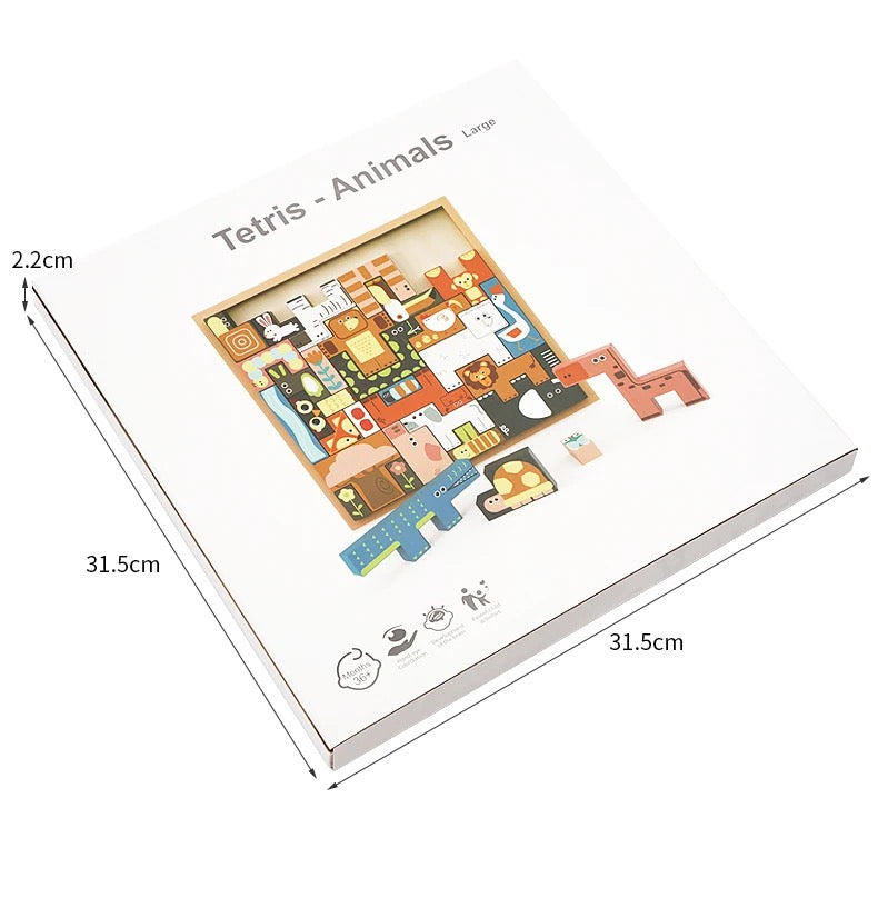 3D Wooden Animal Cartoon Puzzle Board