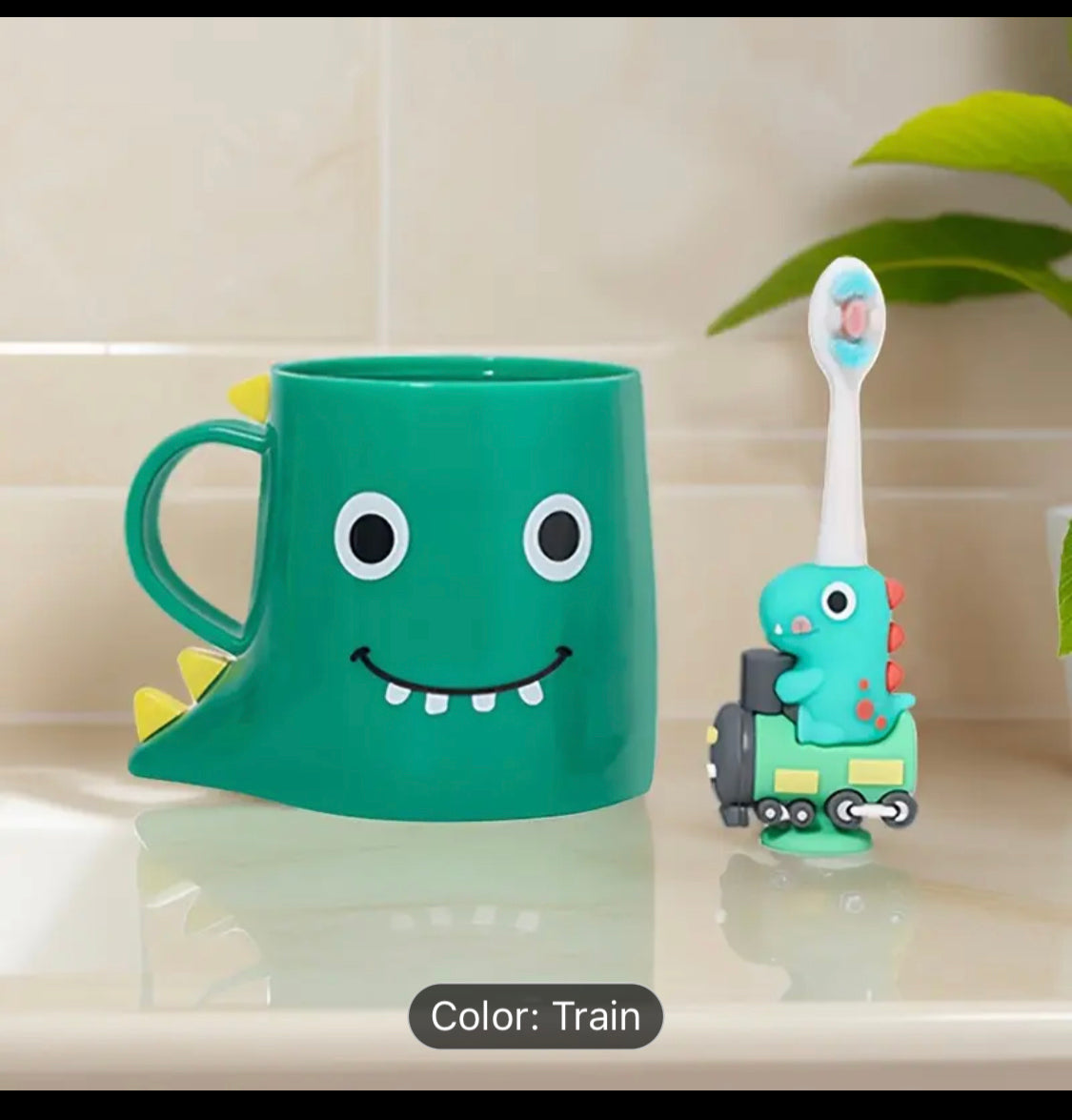 Toothbrush Set with Train & Dinosaur Design